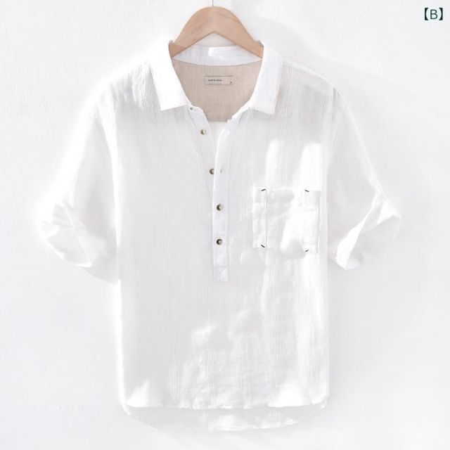 XL メンズ ファッション 服 オシャレ シンプル 大人 かっこいい 大きいサイズ ストリート 紳士服 リネン シャツ 半袖 夏 ストライプ カジュアル KARIMZIABAT_FR