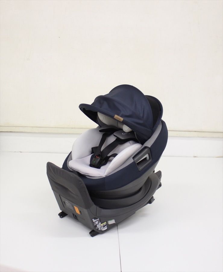 THE S Air ISOFIX エッグショック ZA-670 レザーネイビーNB コンビ製チャイルドシート ISOFIX固定 新生児OK クリーニング済み A4125715