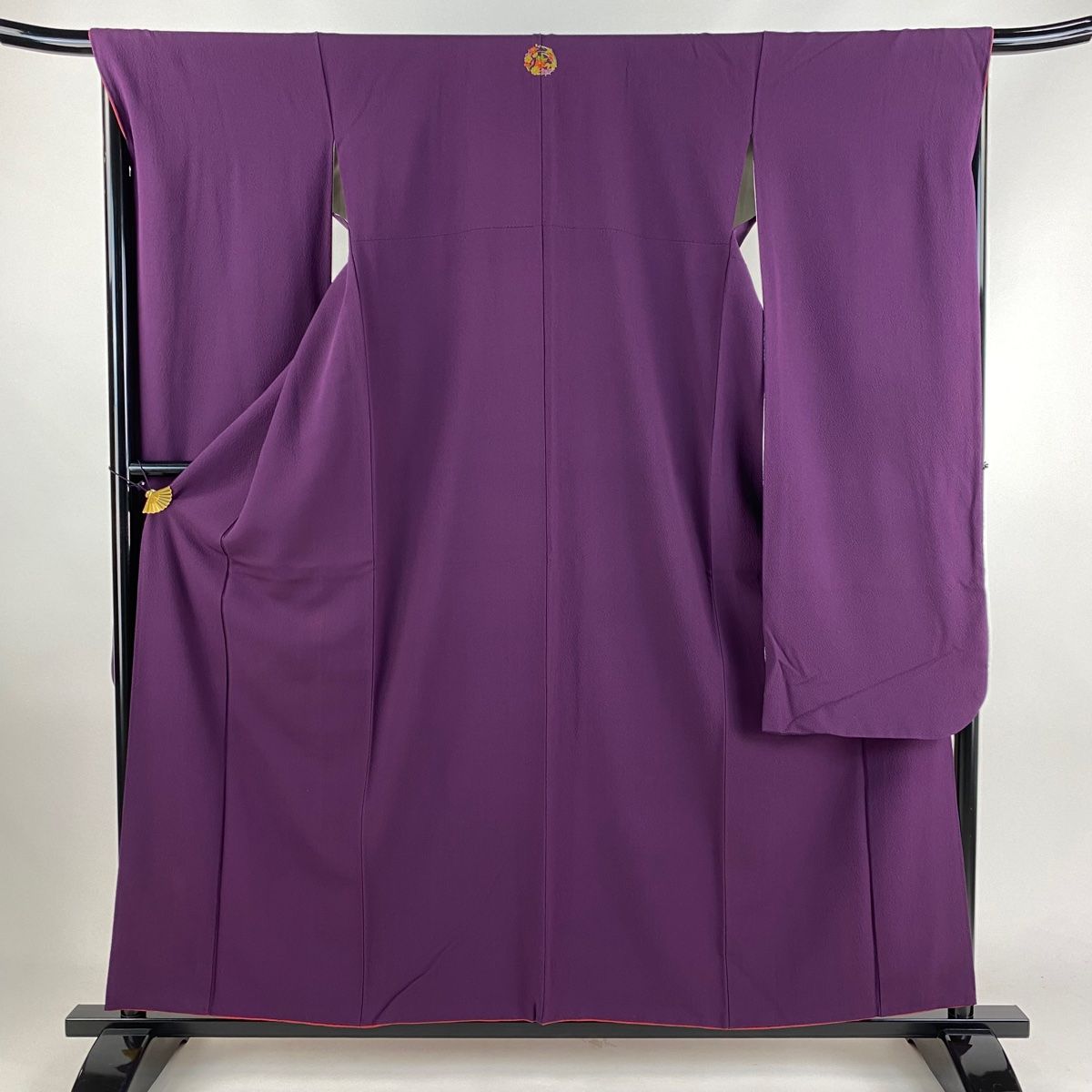 振袖 身丈157.5cm 裄丈67.5cm L 袷 縮緬 紫 正絹 秀品 三つ紋