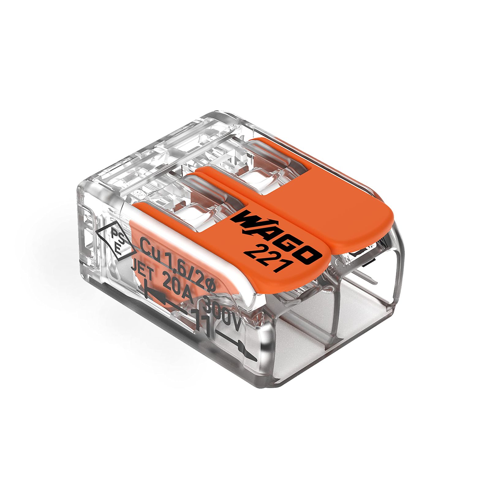 WAGO 221-412 レバーナット - 2導体コンパクトスプライシングコネクタ (ブリスターパック10個) 