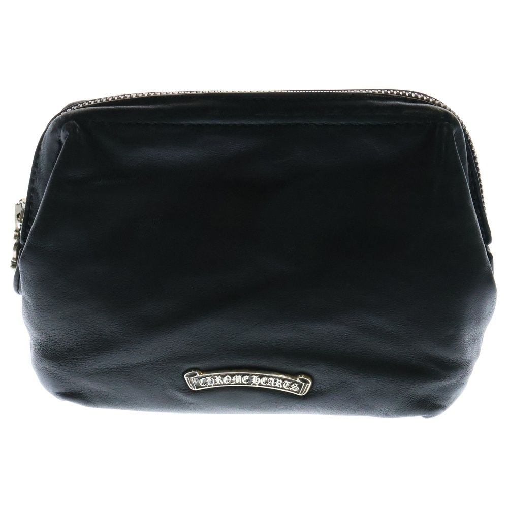 ⚪️Chrom hearts【美品・CHプラスパッチ ダガー レザーポーチ・BK】 CHROME HEARTS (クロムハーツ) COSMETIC POUCH CHプラスパッチ