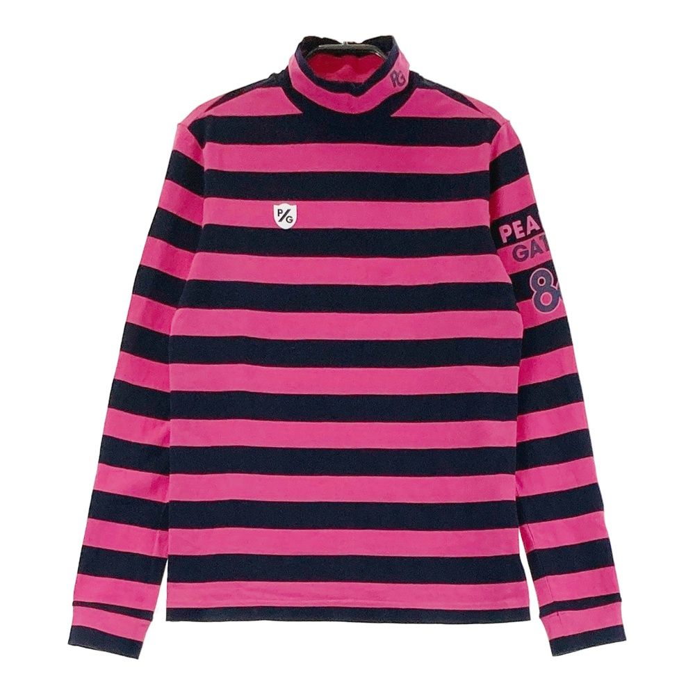 サイズ 0 PEARLY GATES パーリーゲイツ モデル ハイネック 長袖Tシャツ ボーダー柄 ピンク系 240101527131 ゴルフウェア レディース ストスト