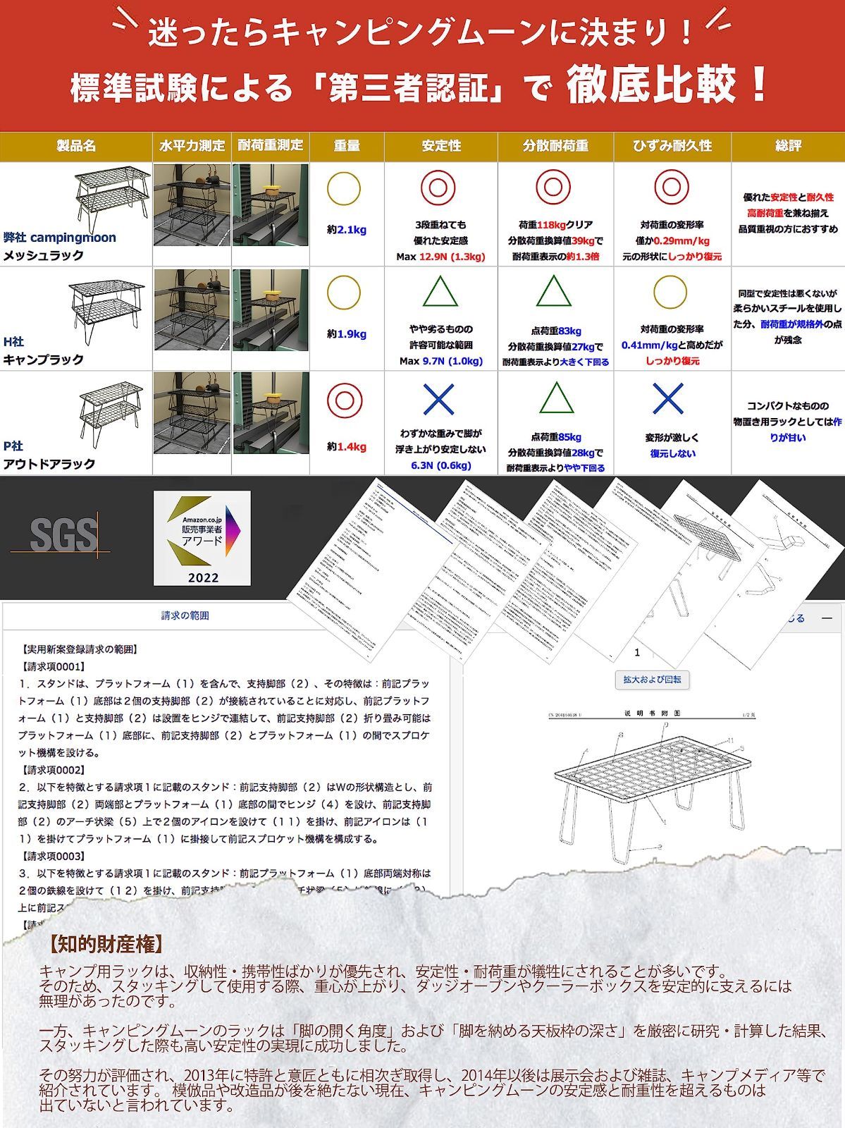 【即日発送】 人気商品 キャンピングムーン CAMPING MOON フィールドラック グラウンドラック 折り畳みラック 黒メッキスチール製 収納バック付き 本体T-230 2点 アルミ天板 セット 安い！かわいい！