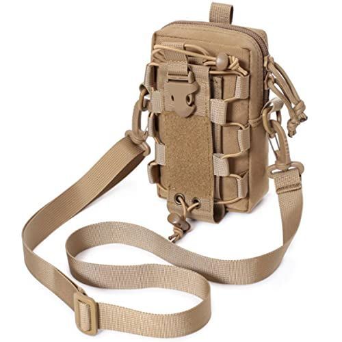 KHAKI nanaperi ショルダー ダンプポーチ ボトルホルダー molle ポーチ 迷彩 ボトル 500ml ミリタリー 小型 軽量 (KHAKI)