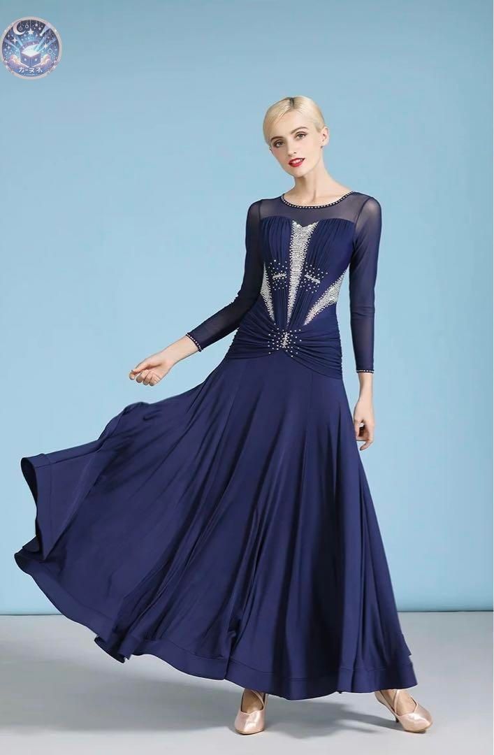 ストーン付きダンス練習用ワンピース❤️スタンダードの練習着におすすめ！ 新品未使用ストーン付きダンス練習用ワンピース??スタンダードの