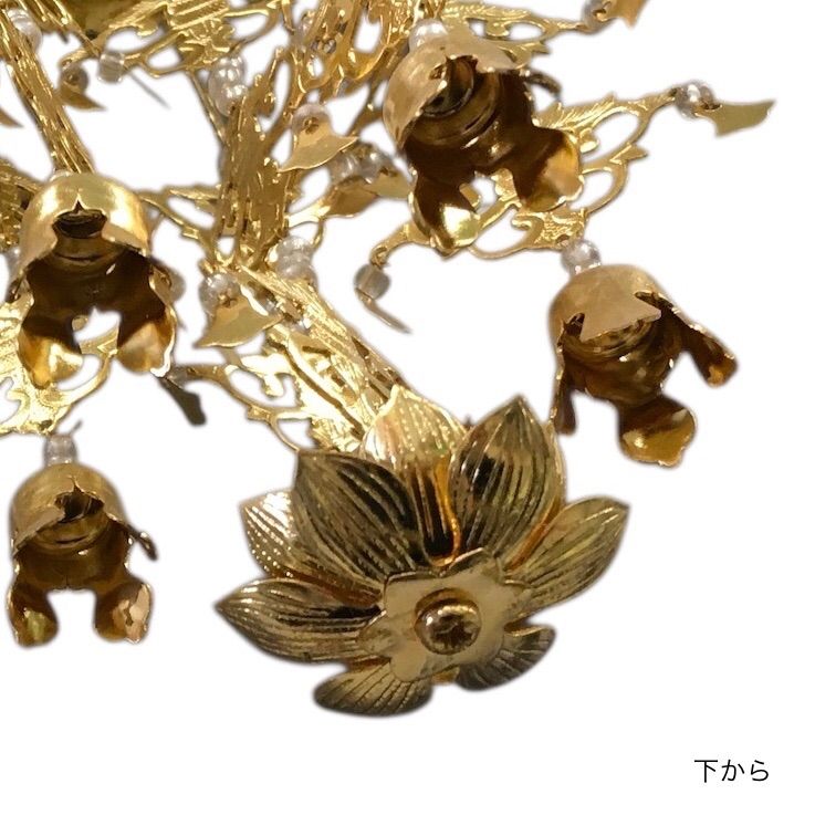 瓔珞 1対 約21cm 高品質 金メッキ 白玉 仏壇 仏具