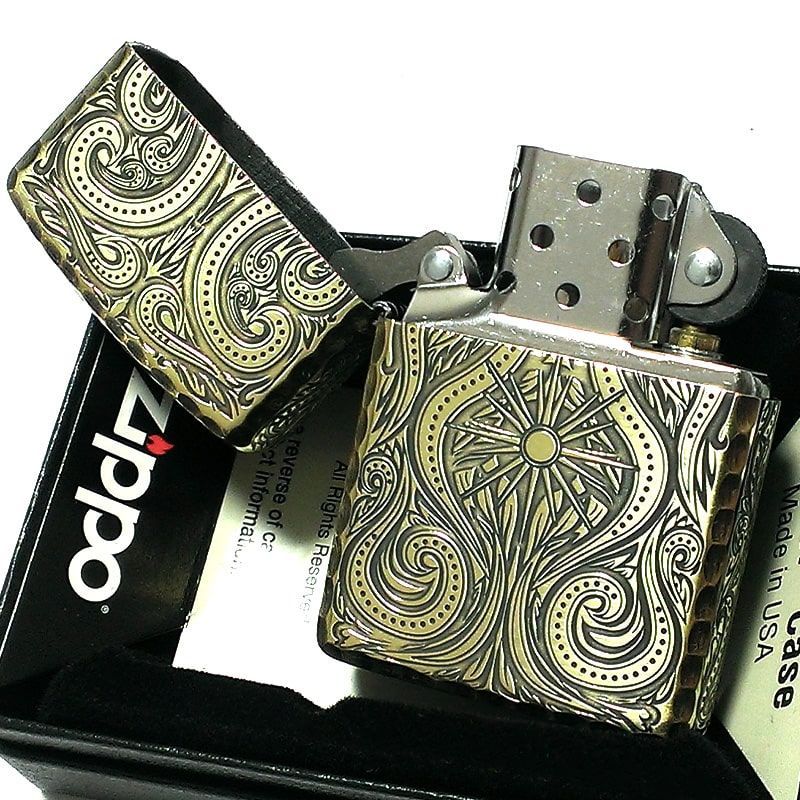 ZIPPO アーマー アラベスク ラグジュアリー ５面 アンティークゴールド ブラス 燻し 金 ジッポ ライター かっこいい 豪華 繊細  コーナーリューター おしゃれ 重厚 メンズ ギフト プレゼント - メルカリ