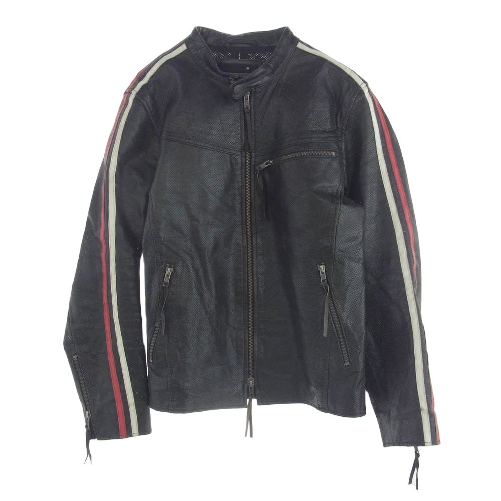 Liugoo Leathers パンチングレザー ライダースジャケット ブラック Liugoo Leathers 【30%OFFクーポン】Liugoo Leathers 本革