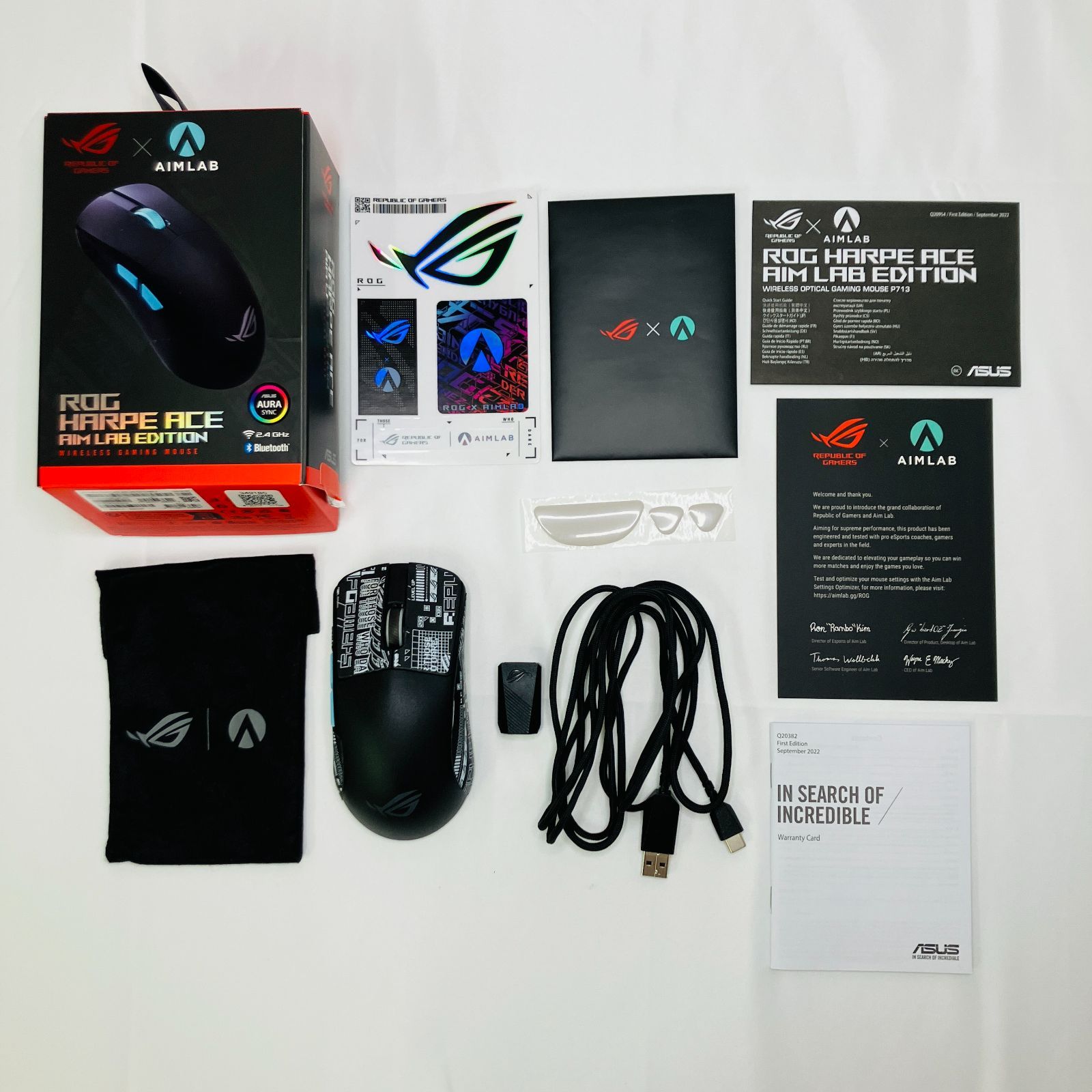 ASUS ゲーミングマウス ワイヤレス ROG Harpe Ace Aim Lab Edition 36 000dpi | トライモード接続 | 軽量54g | ROG SpeedNovaワイヤレステクノロジー|ROGマイクロスイッチ| ブラック