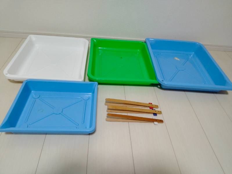 まとめ売り ハンザ 写真現像用 バット 4枚 竹ピン 3本 暗室用品 現像用トレー