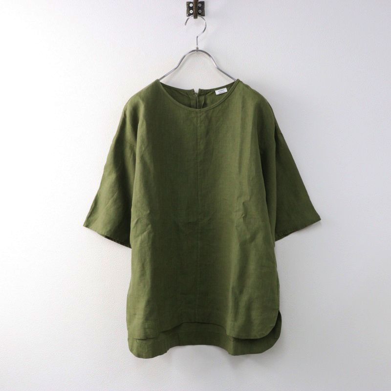 美品 アトリエナルセ atelier naruse リネンベルスリーブブラウス F 