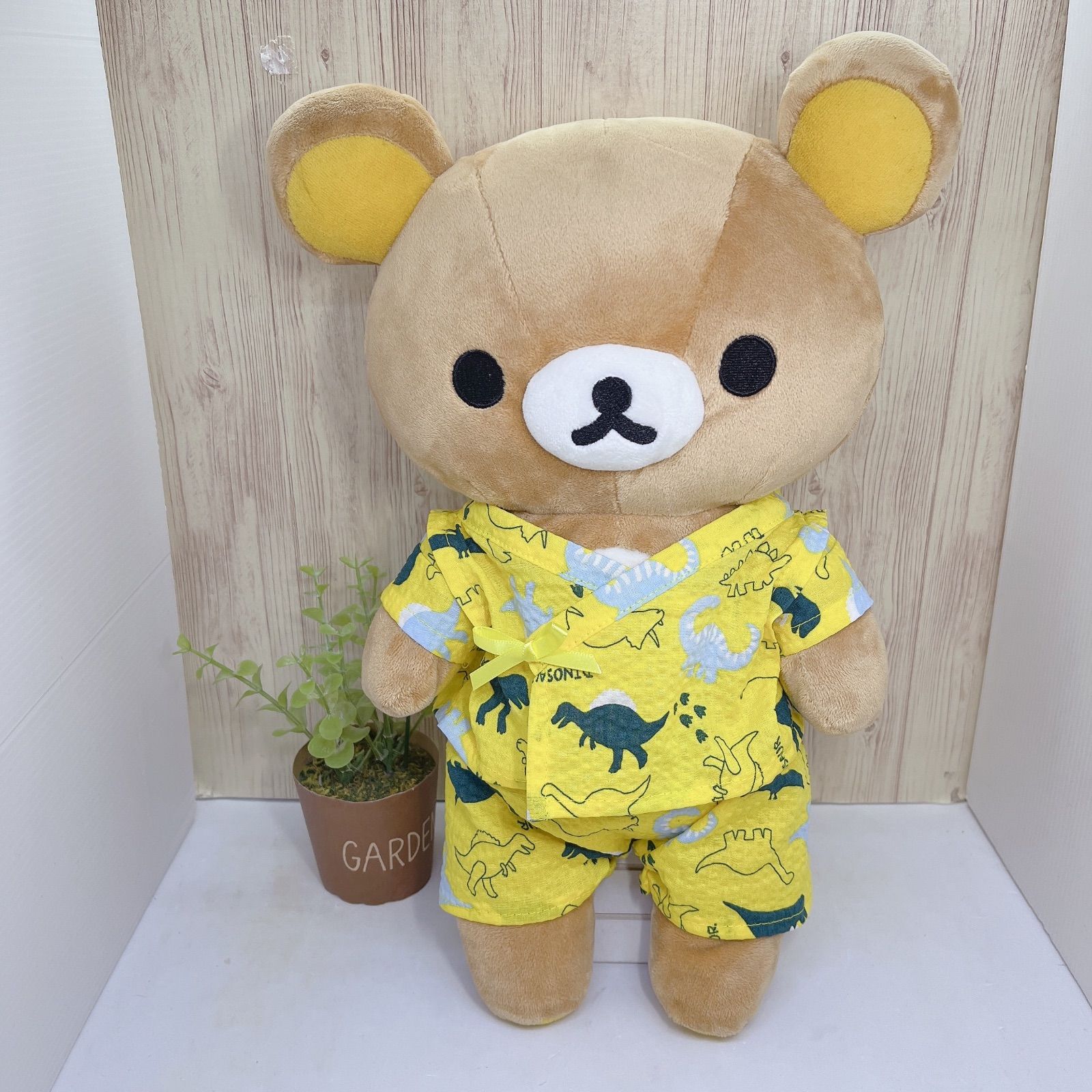 Mサイズ　甚平セット　リラックマのお洋服　恐竜イエロー