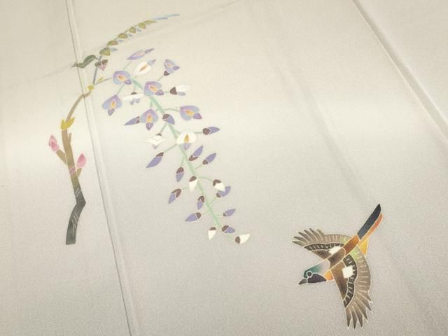 平和屋本店□極上 本加賀友禅作家 百貫華峰 訪問着 花鳥文 暈し染め 薄