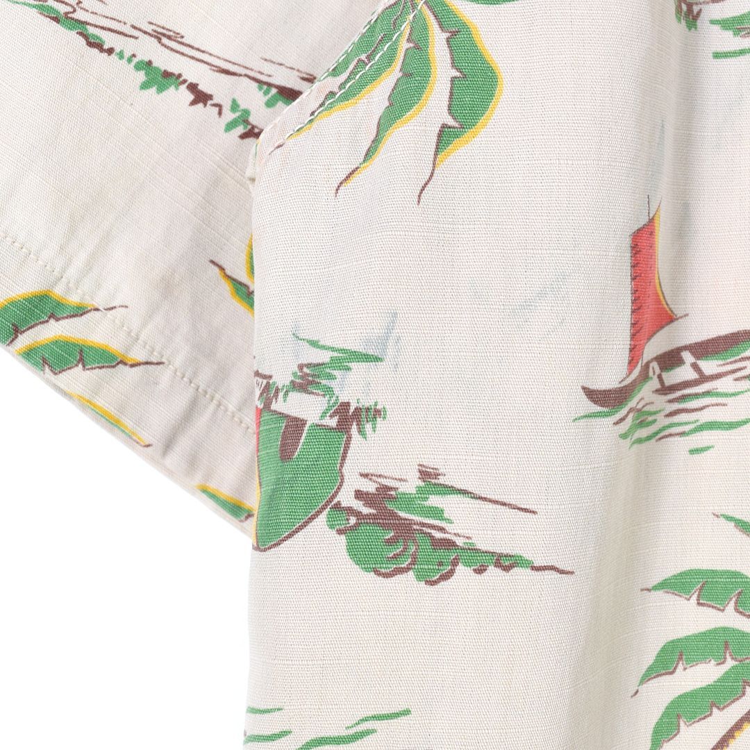 50s BRENT 激レア総柄長袖アロハシャツ