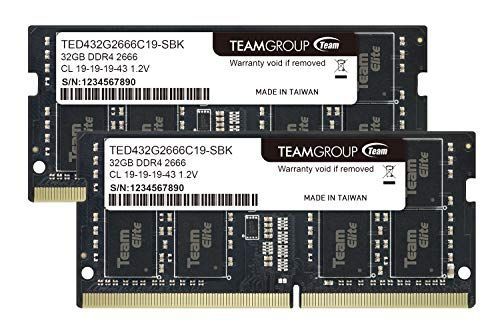 32GBx2枚 Team ノートPC用メモリ SO-DIMM DDR4 2666MHz PC4-21300 32GBx2枚組 64GBkit 日本国内無期限正規保証