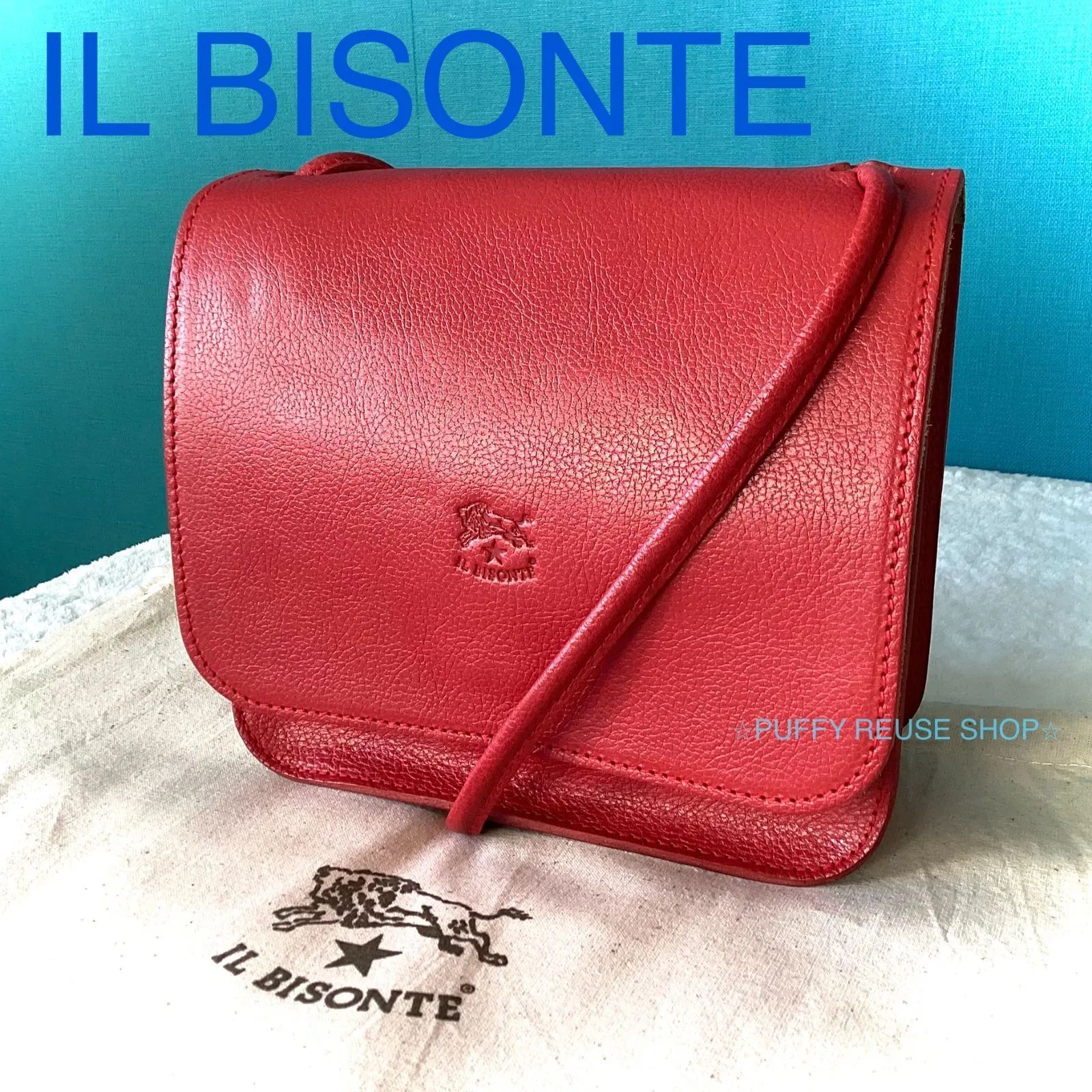 IL BISONTE イルビソンテ クロスボディバッグ レザー レッド