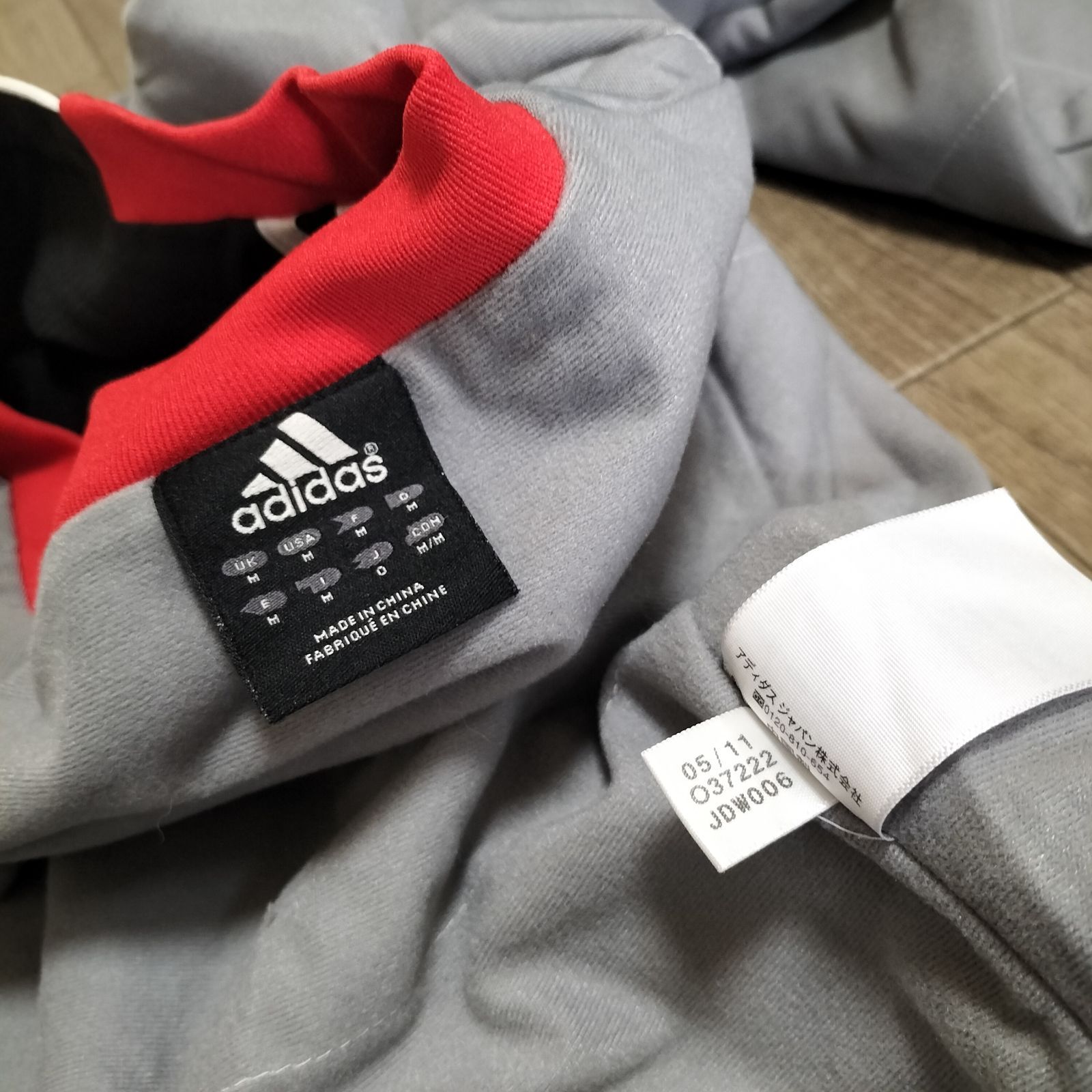 ☆00s old adidas 2011年製 ナイロンジャケット 裏フリース ピステ 