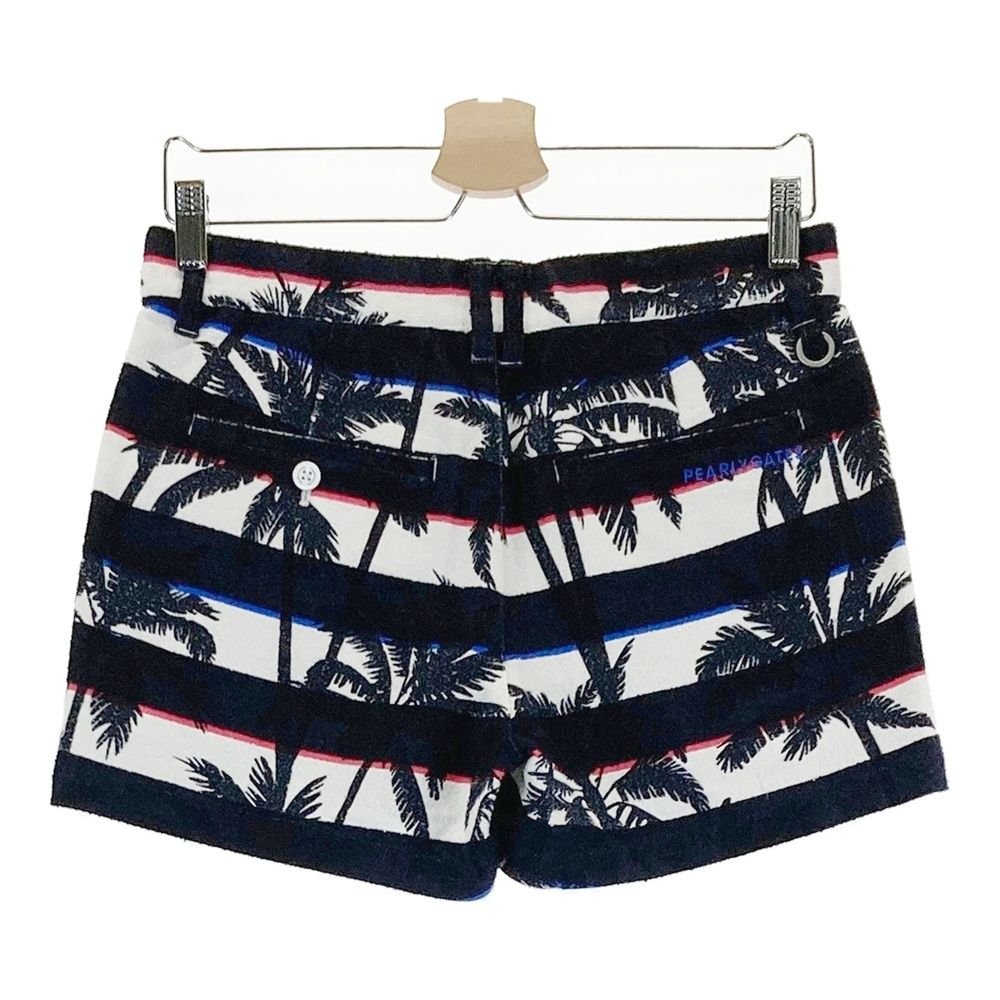 サイズ 1 PEARLY GATES パーリーゲイツ 055-1232608 ショートパンツ パイル ボーダー×ヤシの木総柄 ネイビー系 240101475257 ゴルフウェア レディース ストスト