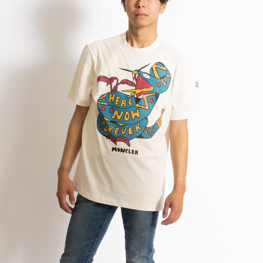モンクレール MONCLER Tシャツ 半袖 クルーネック トップス メンズ カットソー アイボリー 8C00044 8390T 002 S/M  MAGLIA T-SHRT コットン