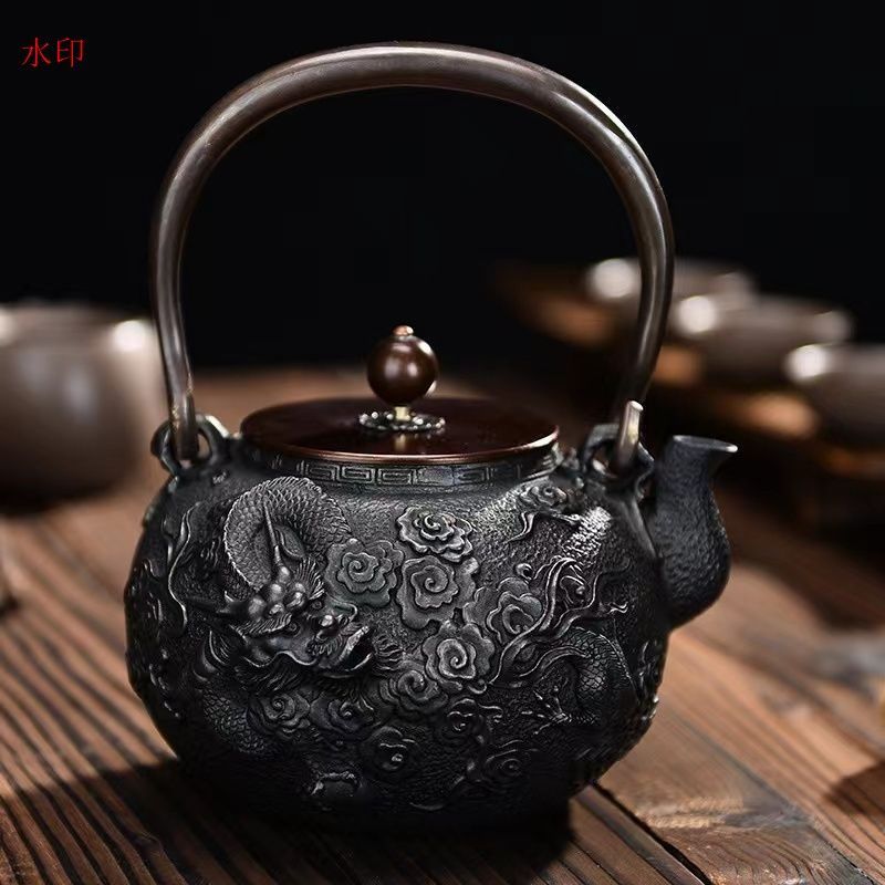 鉄器 提梁壺 老鉄瓶 茶道具対応 鉄やかん 鉄分補給 鉄びん 1300ml