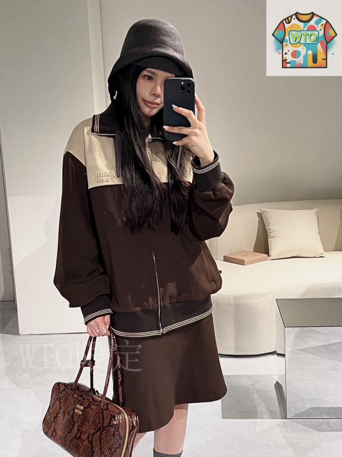 【AW25】MIU MIU パナマスカート ネイビー パナマコットン ミニスカート | Miu Miu