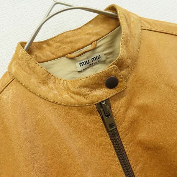 ミュウミュウ MIUMIU イタリア製 レザー ジャケット 本革 シングル a951741