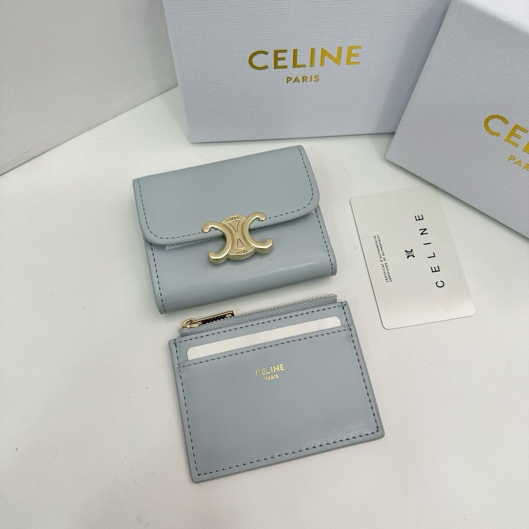 本日限定価格✨ CELINE セリーヌ 財布 三つ折り財布 トリオンフ 氷河 ...