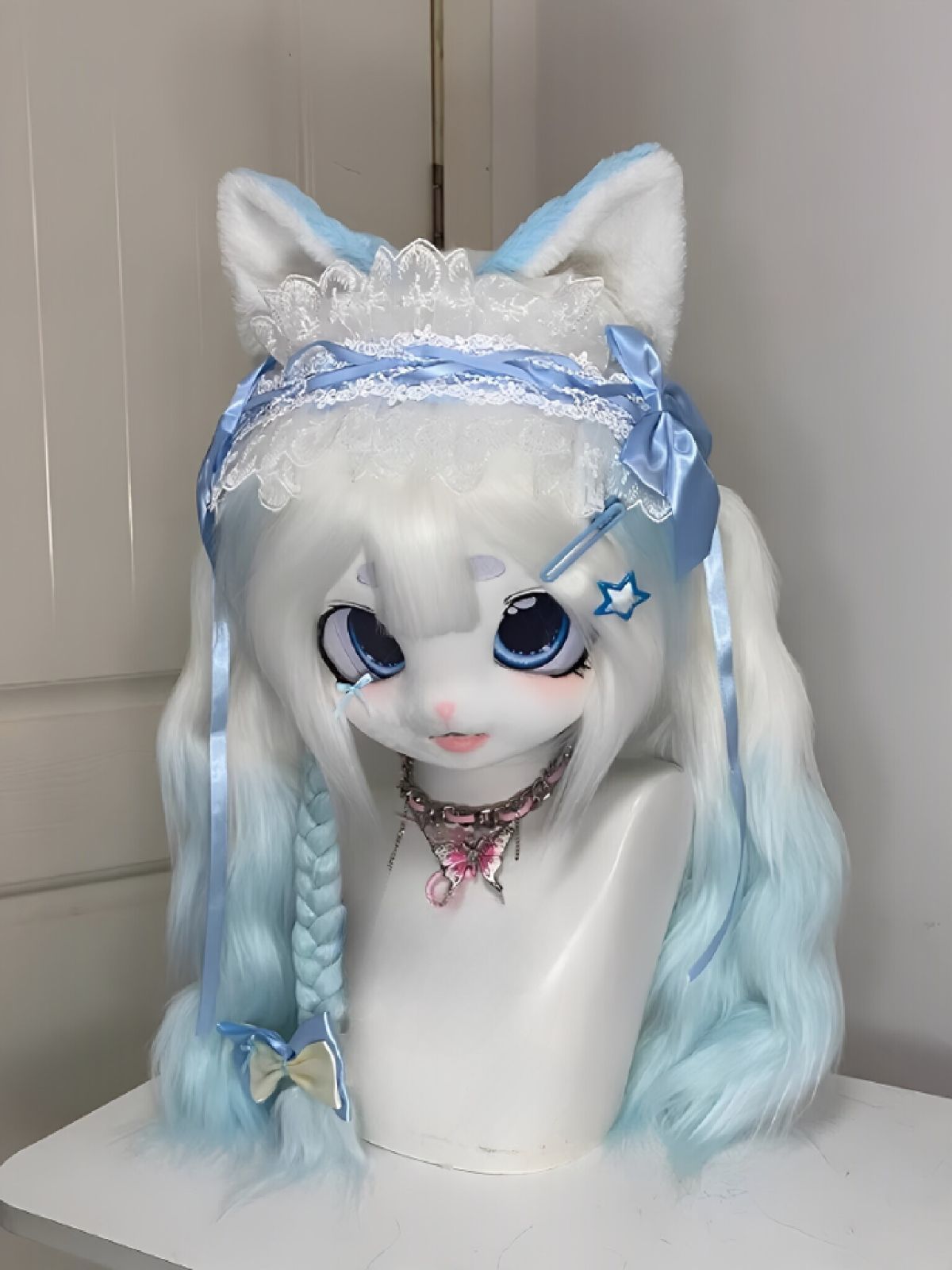 着ぐるみヘッド kigurumi NO.24 青 水色 猫 ファースーツ 全頭ヘッド