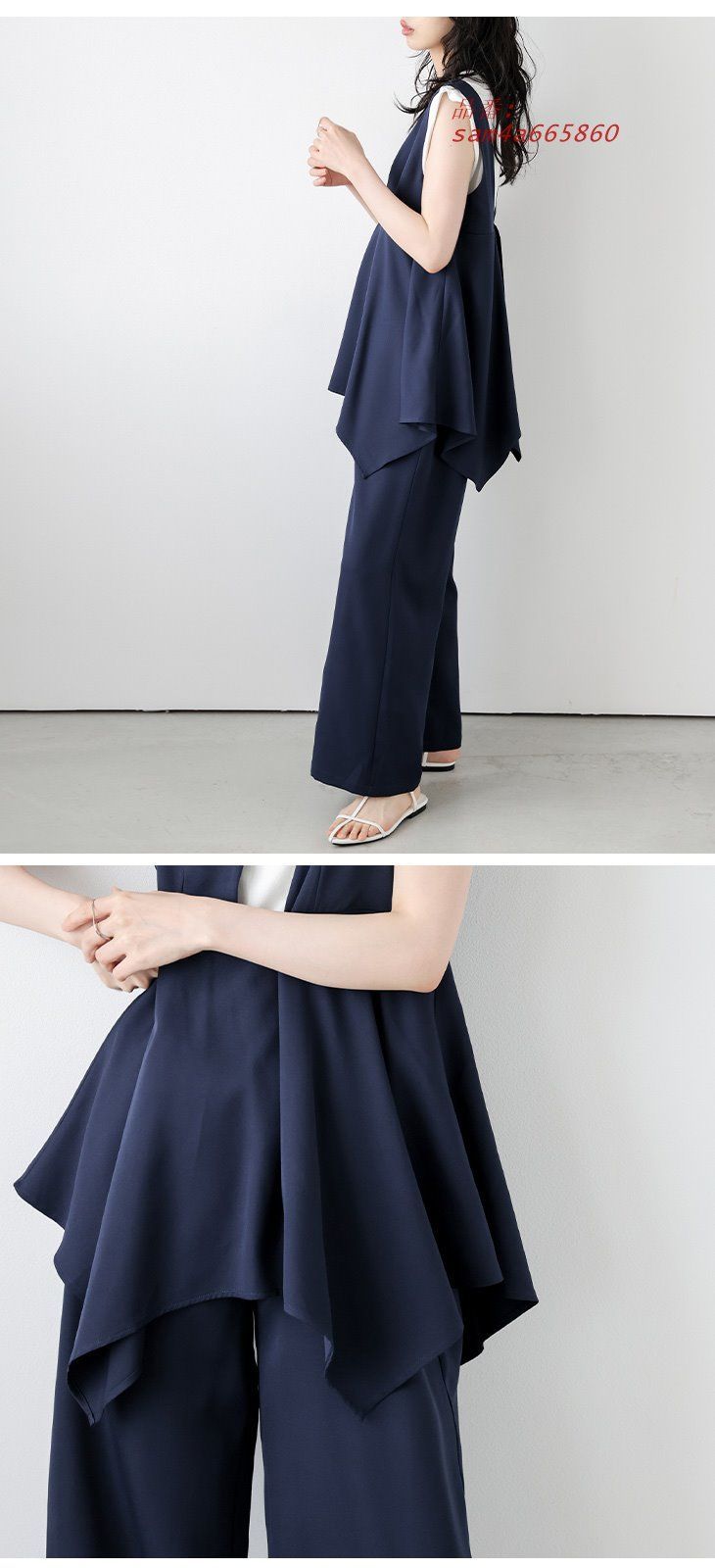 ペプフワイドパンツ Vネック