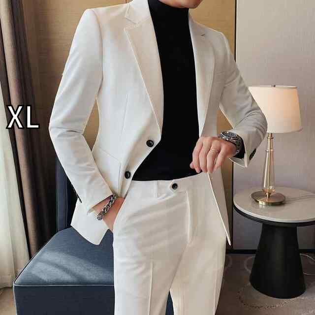 XL メンズ ファッション 服 男性用 オシャレ シンプル 大人 かっこいい 大きいサイズ ストリート 紳士服 ツーピース スーツ 無地 ビジネス スリム スーツ ファッション テクスチャ スーツ