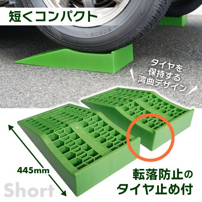 カースロープ 幅広 ショートタイプ 超低床 2個セット ローダウン車対応 軽量 コンパクト ワイド ジャッキアシスト プラスチックラダーレール KIKAIYA