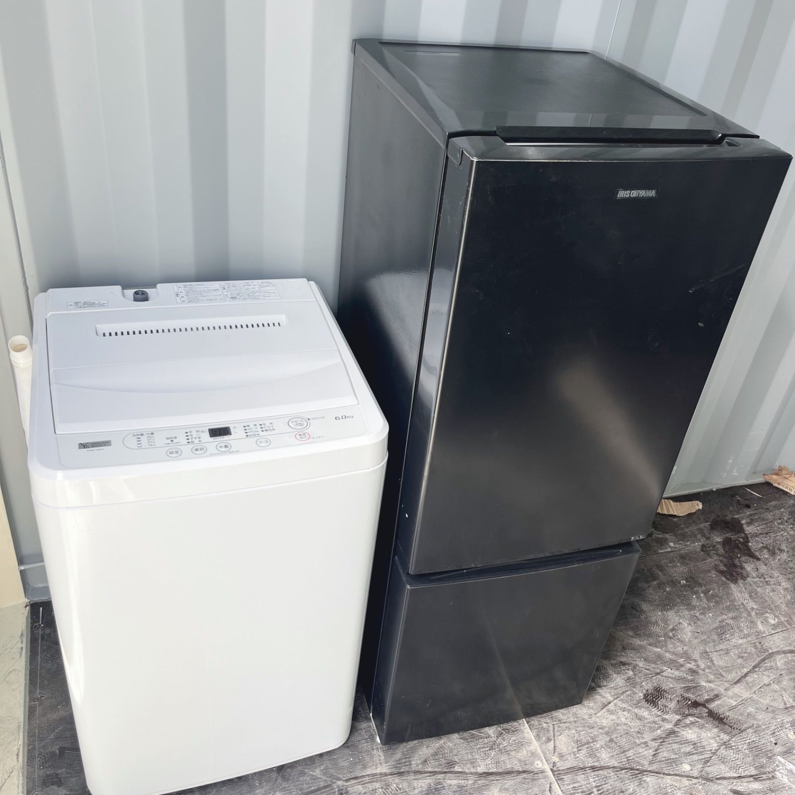 132取付無料 アイリスオーヤマブラック冷蔵庫ヤマダ電機2021年製洗濯機