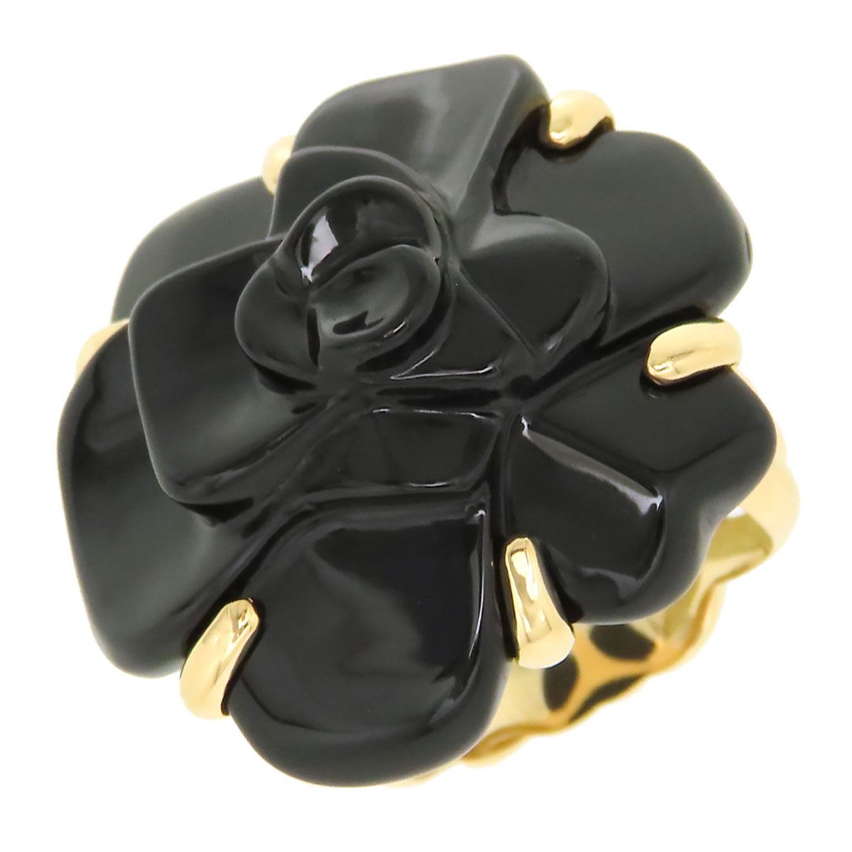 シャネル カメリア オニキス リング 14 750 K18YG レディース CHANEL ジュエリー