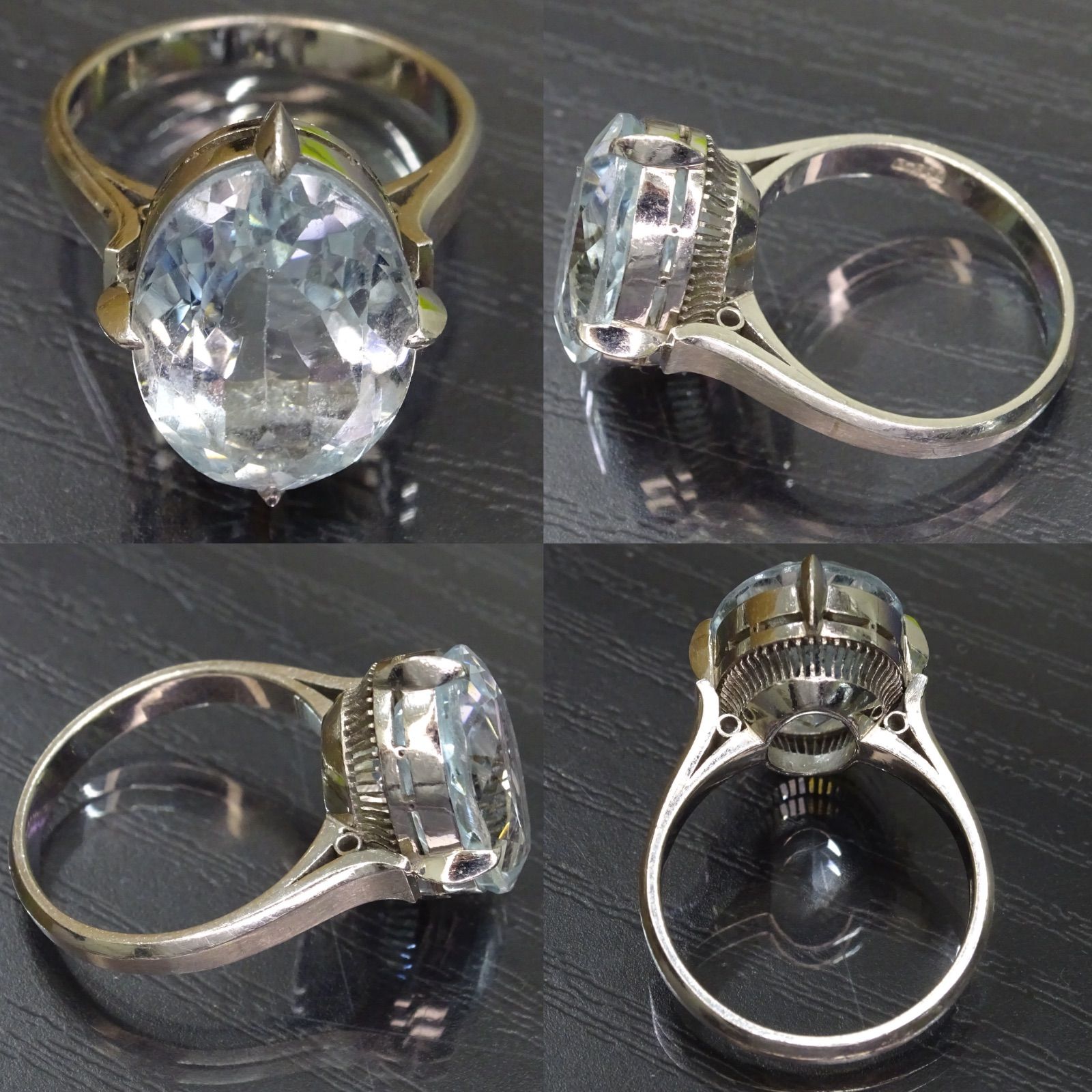 プラチナ pm900 大粒 アクアマリン18.0×13.9mm 1石 レトロ 