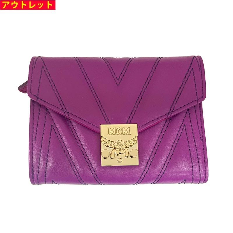 MCM エムシーエム アウトレット MYS8APA83 UK 三つ折り財布 パープル レディース 並行輸入品 送料無料