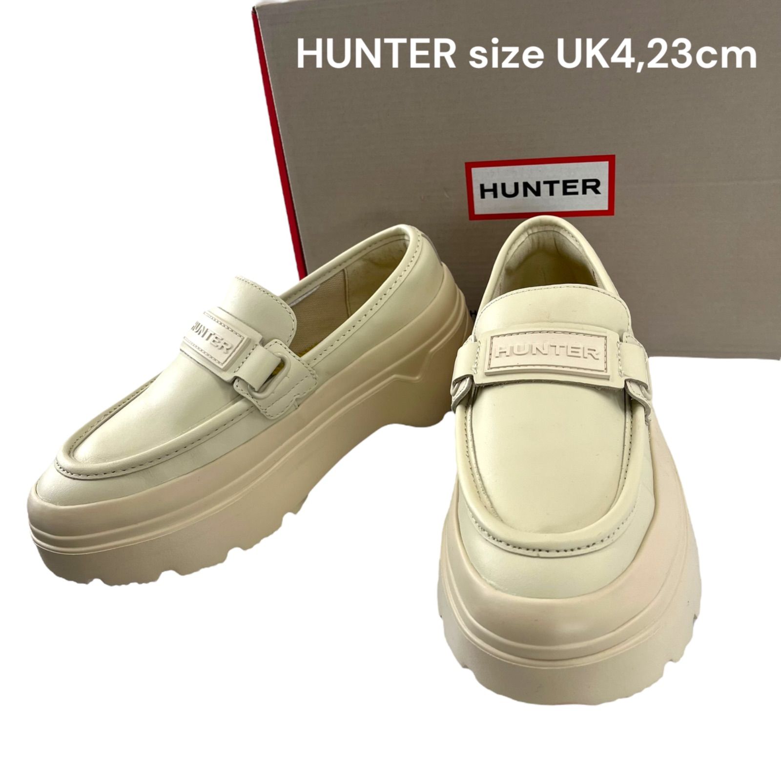 ハンター HUNTER フラットフォーム ローファー モカシン 靴 UK4 23cm レディース S5Q373