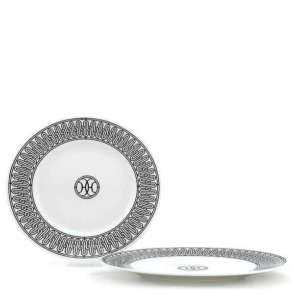 HERMES H-DECO 陶器皿 ホワイト ブラック2枚セット HERMES H-DECO 陶器皿 ホワイト ブラック2枚セット 【公式通販】