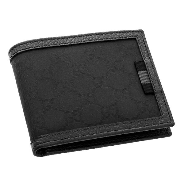 新品 グッチ GUCCI 2つ折り財布 アウトレット GGナイロン ブラック 黒