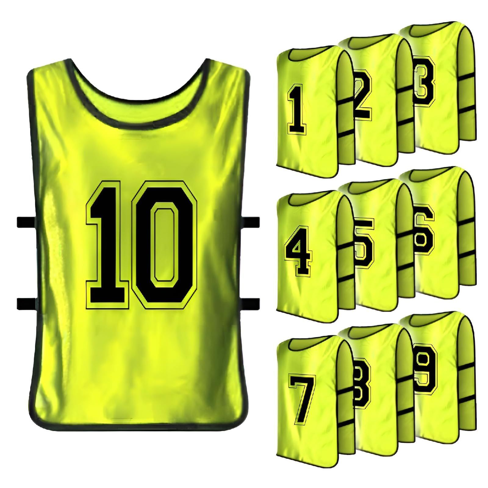 イエロー [ZERONOWA] ビブス 子供 番号入り キッズ 1～10 男女兼用 イベント スポーツ 練習試合 (イエロー)