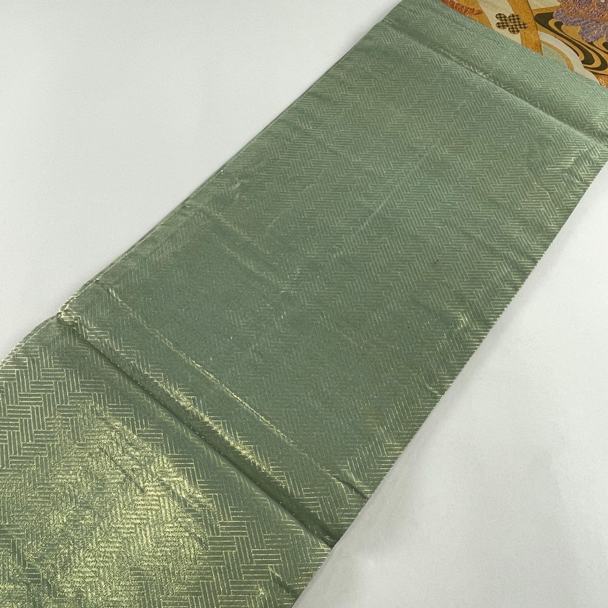 袋帯 美品 秀品 花 流水 金銀糸 箔 金色 六通 正絹 【中古