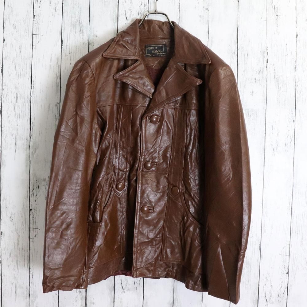 US古着 WORLD OF LEATHER デザイナーズ レザージャケット 本革