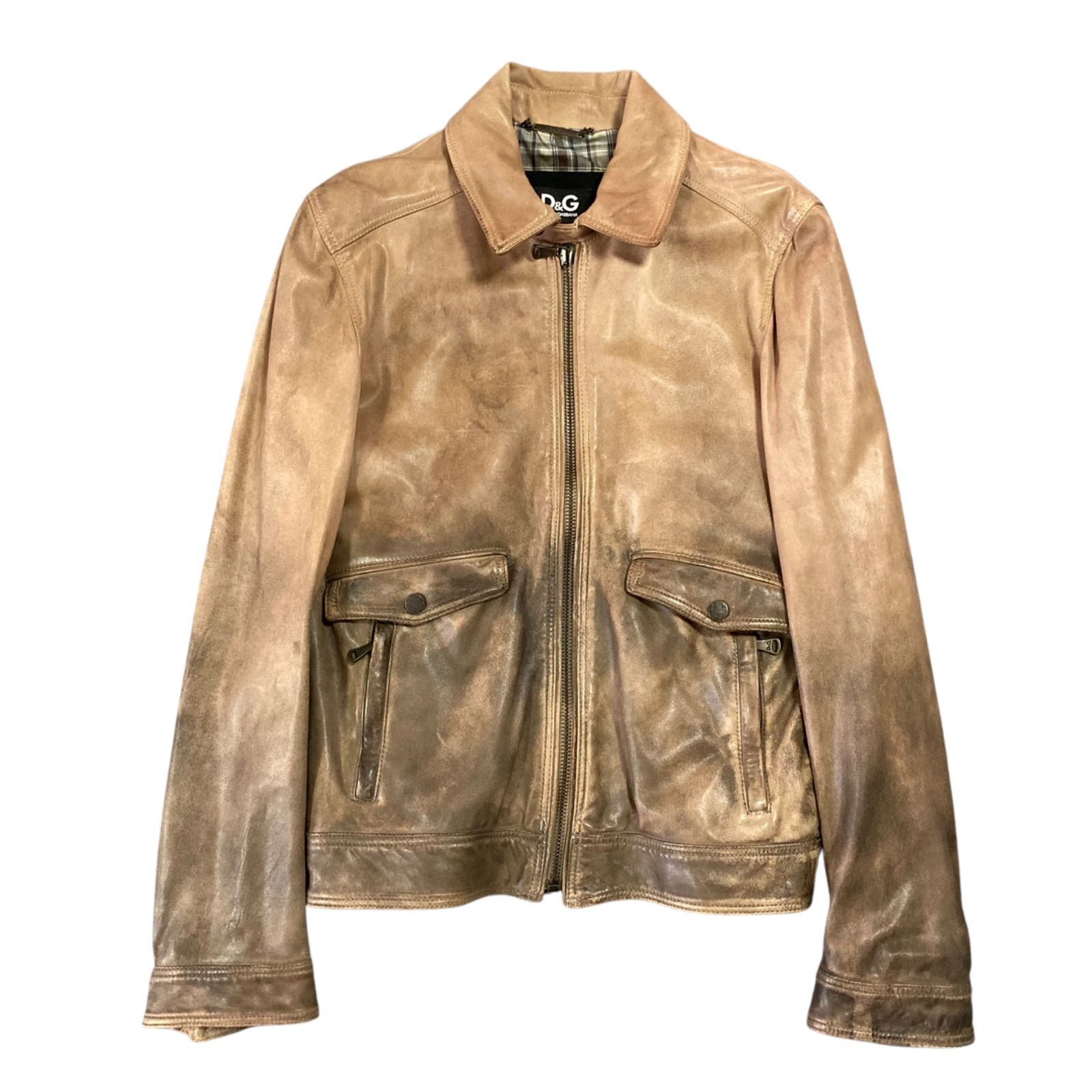 DOLCE & GABBANA ラムレザージャケット　美品 m12 DOLCE&GABBANA ドルチェアンドガッバーナ ディーアンドジー