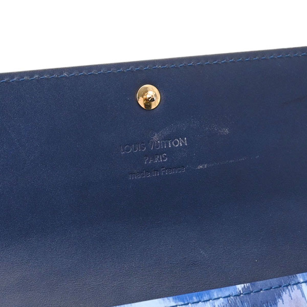 ルイヴィトン ヴェルニ イカットフラワー ポルトフォイユサラ ブルー 青