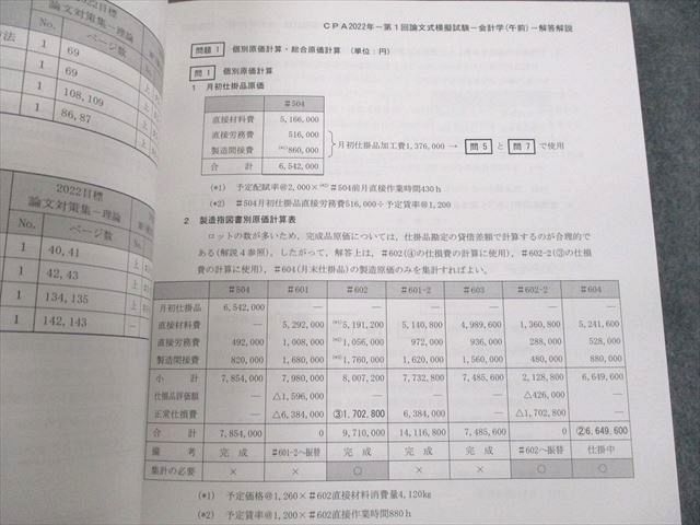 UW10-030 CPA会計学院 公認会計士講座 令和4年 公認会計士試験 第1/2回 論文式模擬試験 2022年合格目標 未使用品 00L4D