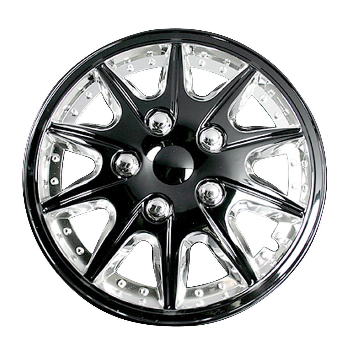 viz 13インチホイールカバーT02 4枚 ダイハツ タント (クローム＆ブラック) VIZ-WJ5004CBL13-040