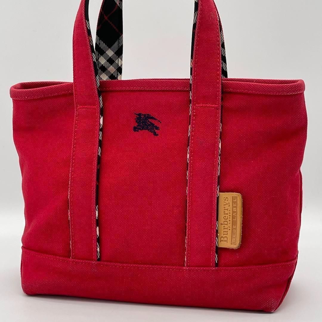 美品】BURBERRYBLUELABEL ミニトート ハンドバッグ レッド