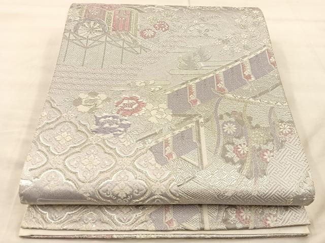 平和屋着物◎六通柄袋帯 唐織 千代田のきもの プラチナ箔九百錦 銀糸