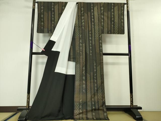 平和屋着物□極上 白山紬 背抜き仕立て 縞 やまと誂製 逸品 未使用