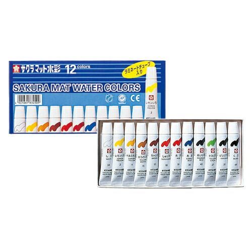 （まとめ） サクラクレパス マット水彩 12色12ml ポリチューブ入り MW12PE 1セット 〔×5セット〕 マット水彩１２色 ポリチューブ入り｜マット水彩｜水彩絵の具｜絵画