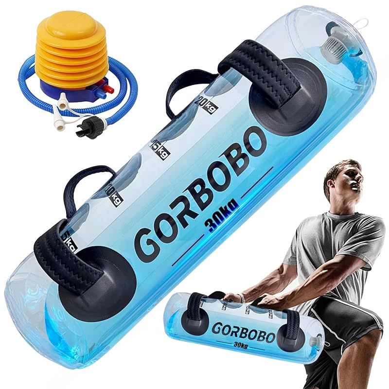 【新着商品】Gorbobo ウォーターバッグ 体幹トレーニング 30kg 筋トレ器具 コアトレーニング ウォーターダンベル バーベル フットポンプ付き 初心者 女性向け 0